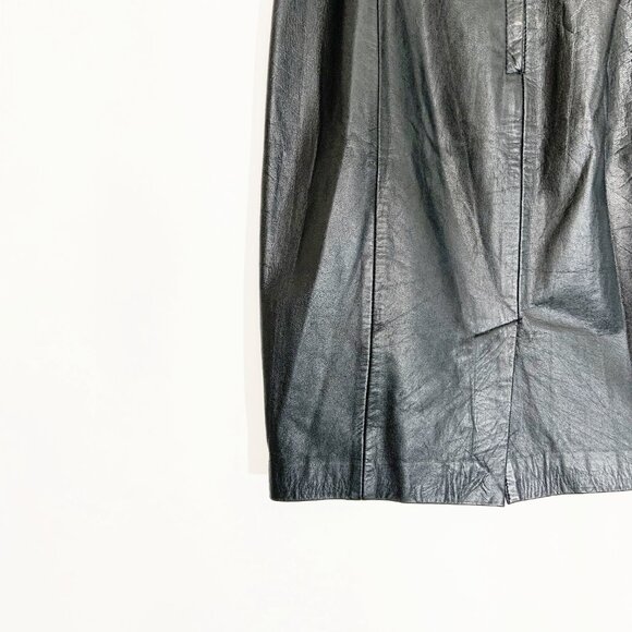 Vintage Black Leather Skirt / size 26 inch waist/ size Small - Picture 8 of 9